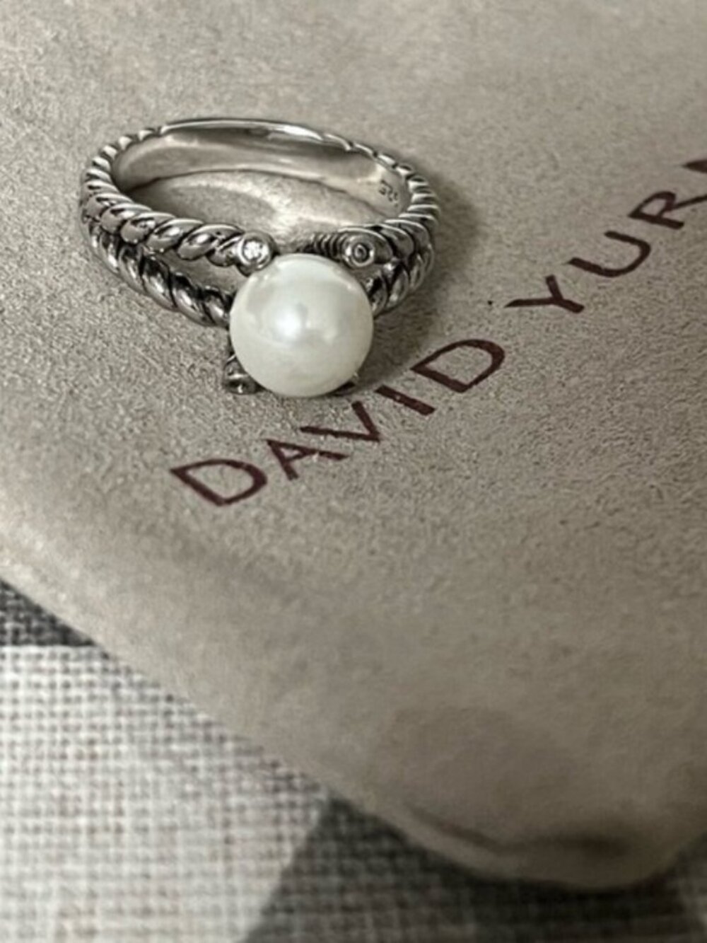 David Yurman Silver Pearl Ring sz7